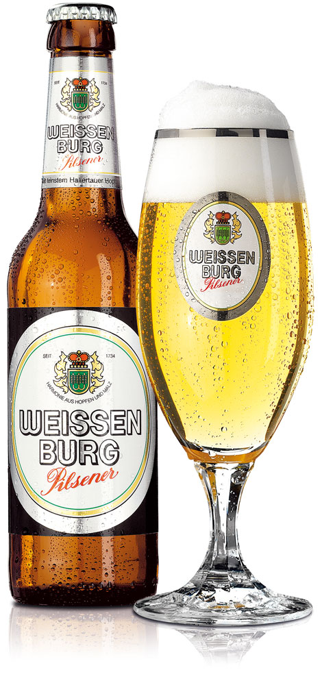 Weissenburg Pilsener Flasche und Glas